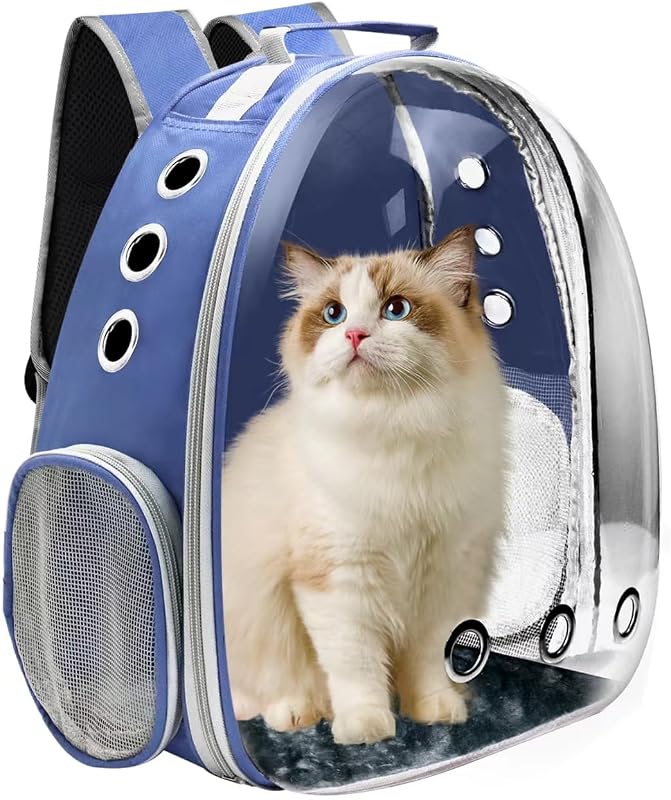 Mochila Bolsa de Transporte para Gatos Goxeon com Janela Transparente e Ventilação Azul