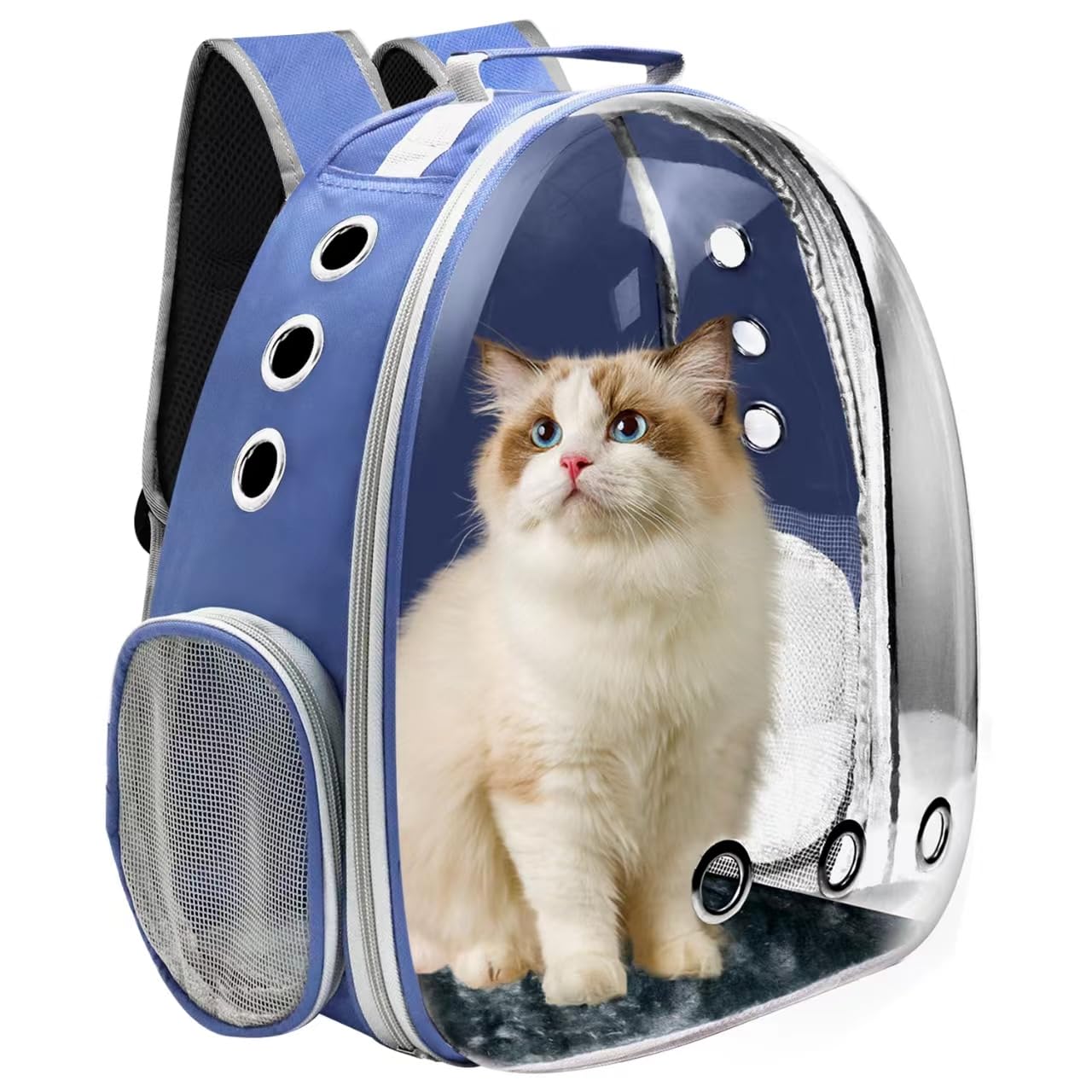 Photo 1 of Cat Backpack Carrier, Pet Cat Carrier with Ventilated Design for Carrying Puppy Cats, Pet Carrier Backpack for Traveling/Hiking/Camping/Outdoors Airline Approved Travel Carrier (Blue)