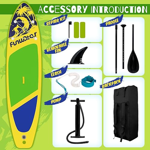 Vista 11 de FunWater Inflatable Stand Up Paddle Board with Premium SUP Paddleboard Accessories, Anti-Slip EVA Deck, 11'/10'6'' Paddle Boards for Adults & Youth