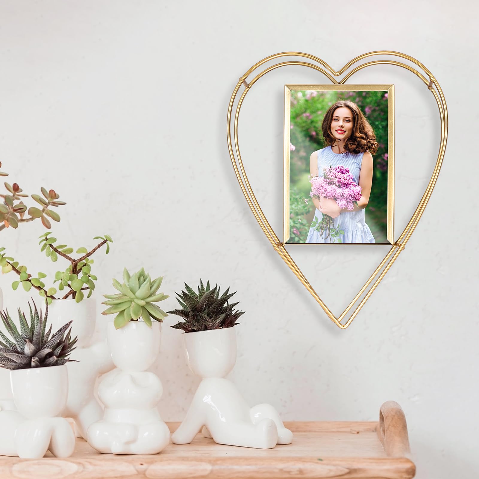 9 Cornici Metalliche A Forma Di Cuore Dorate - Per Acchiappasogni Fai Da Te, 10 Cm - Foto 3