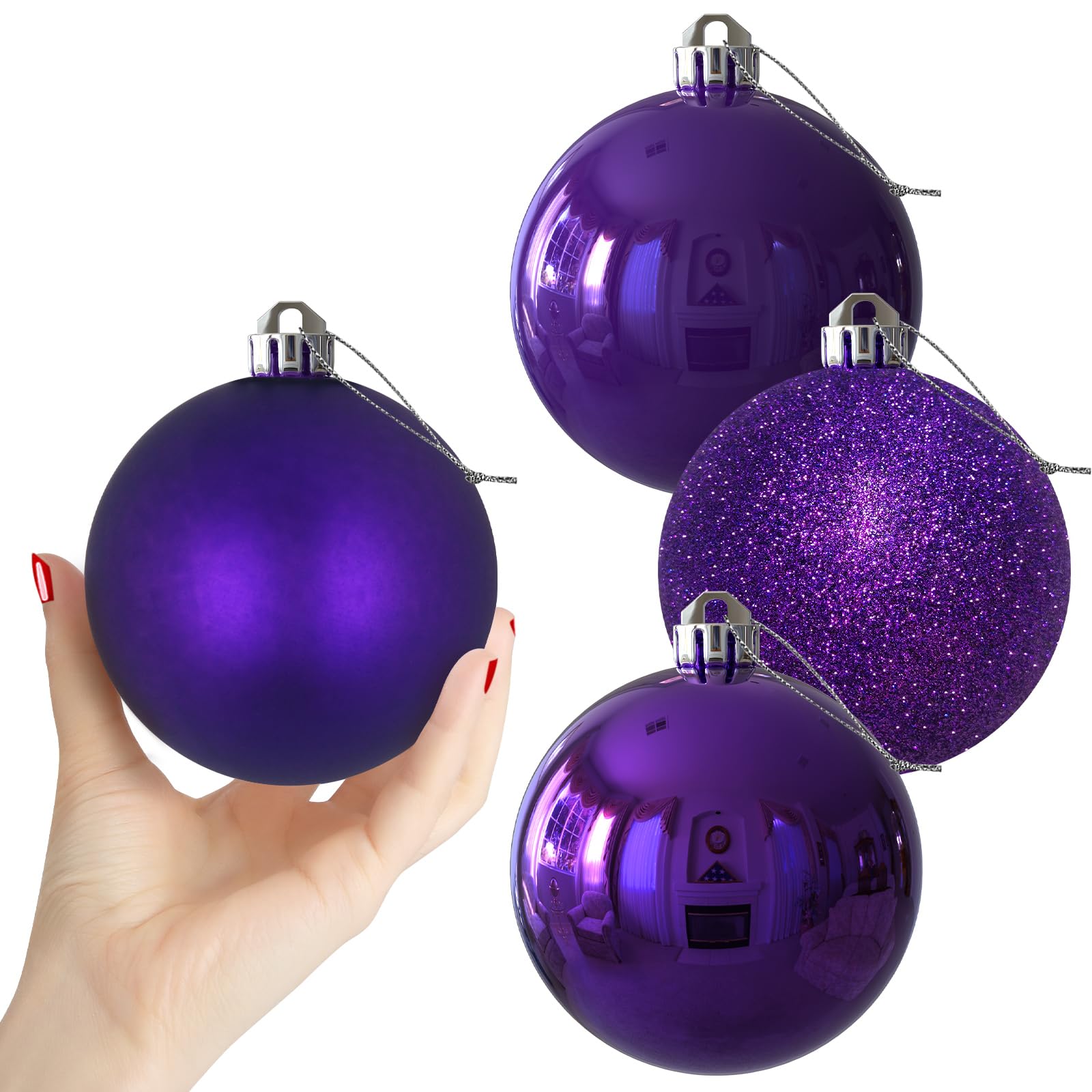 Boules de Noël violettes incassables pour créer des souvenirs magiques en famille