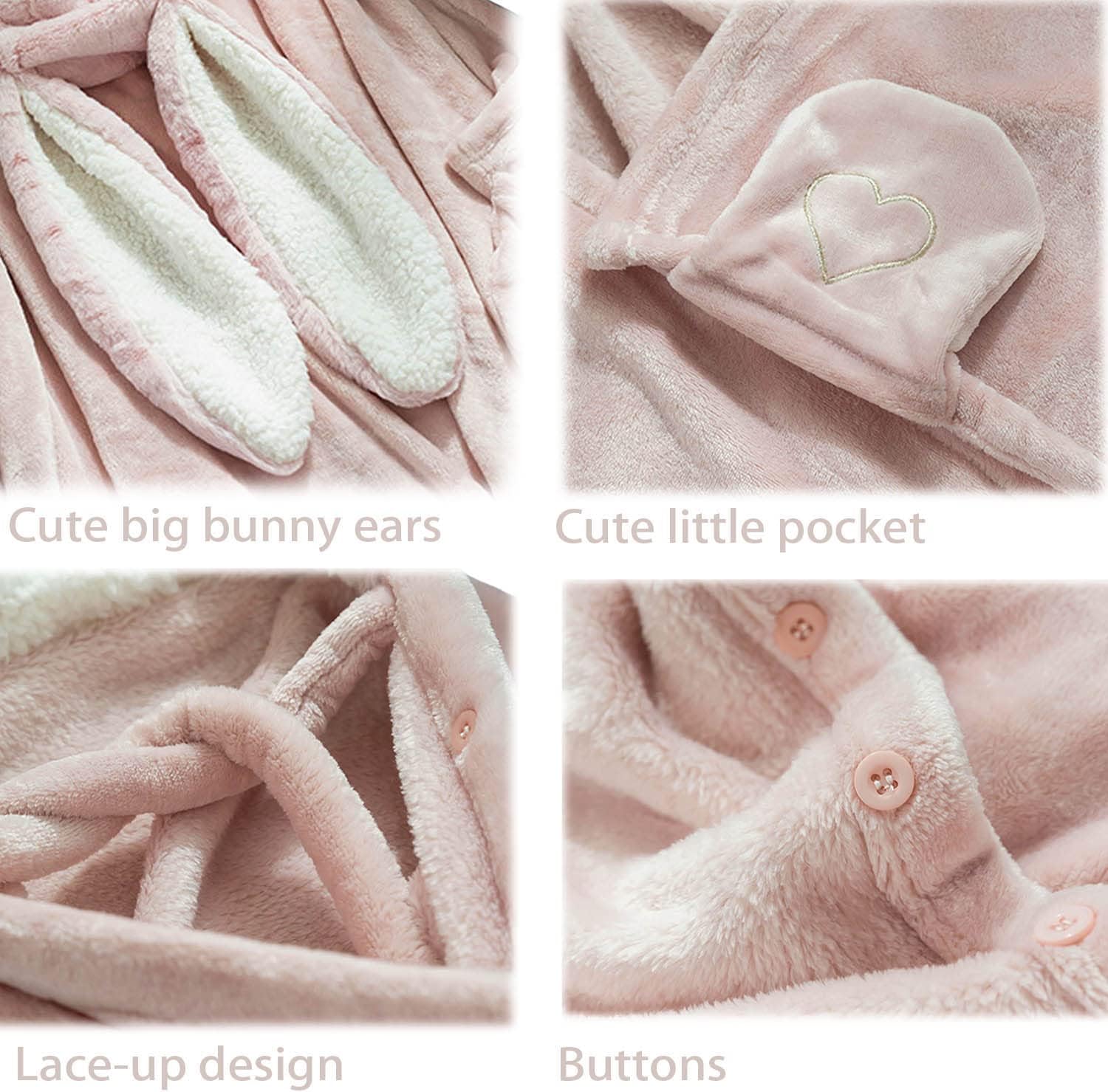 Soft Big Bunny ears Wearable Blanket, Blanket Wrap with buttons Comfy Hoodie Hooded cape Throw for women - Image 4