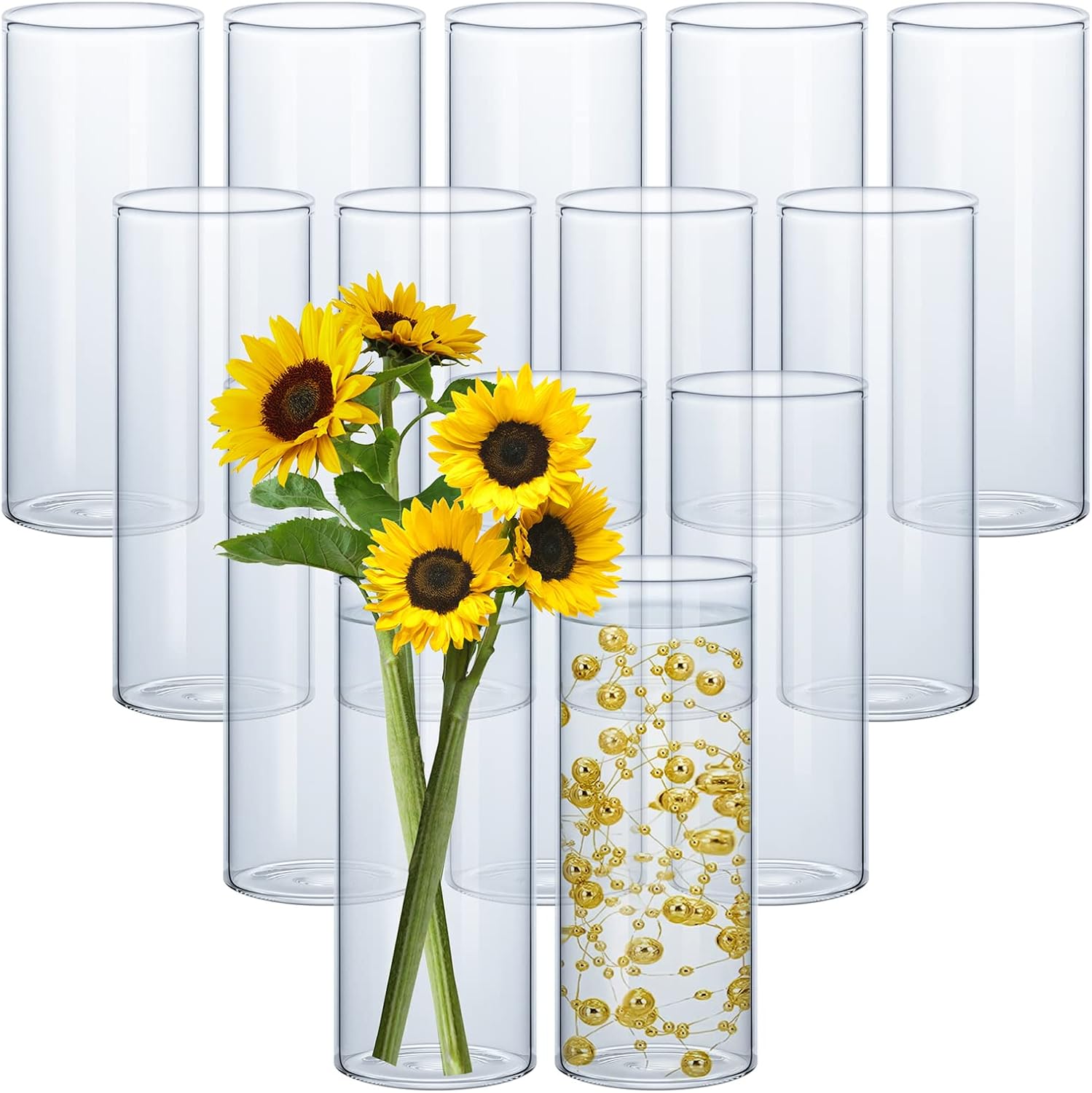 30 Pack Clear Glass Cylinder Vases 4 x 10 Inches Tall
