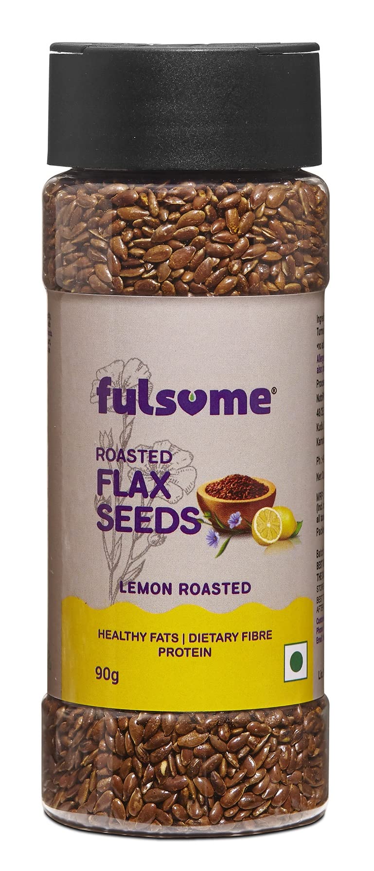FULSOME - Roasted Flax Seeds (90G - Sprinkler Jar - 2 Units) - Lemon Roasted Tasty and Healthy Flax Seeds