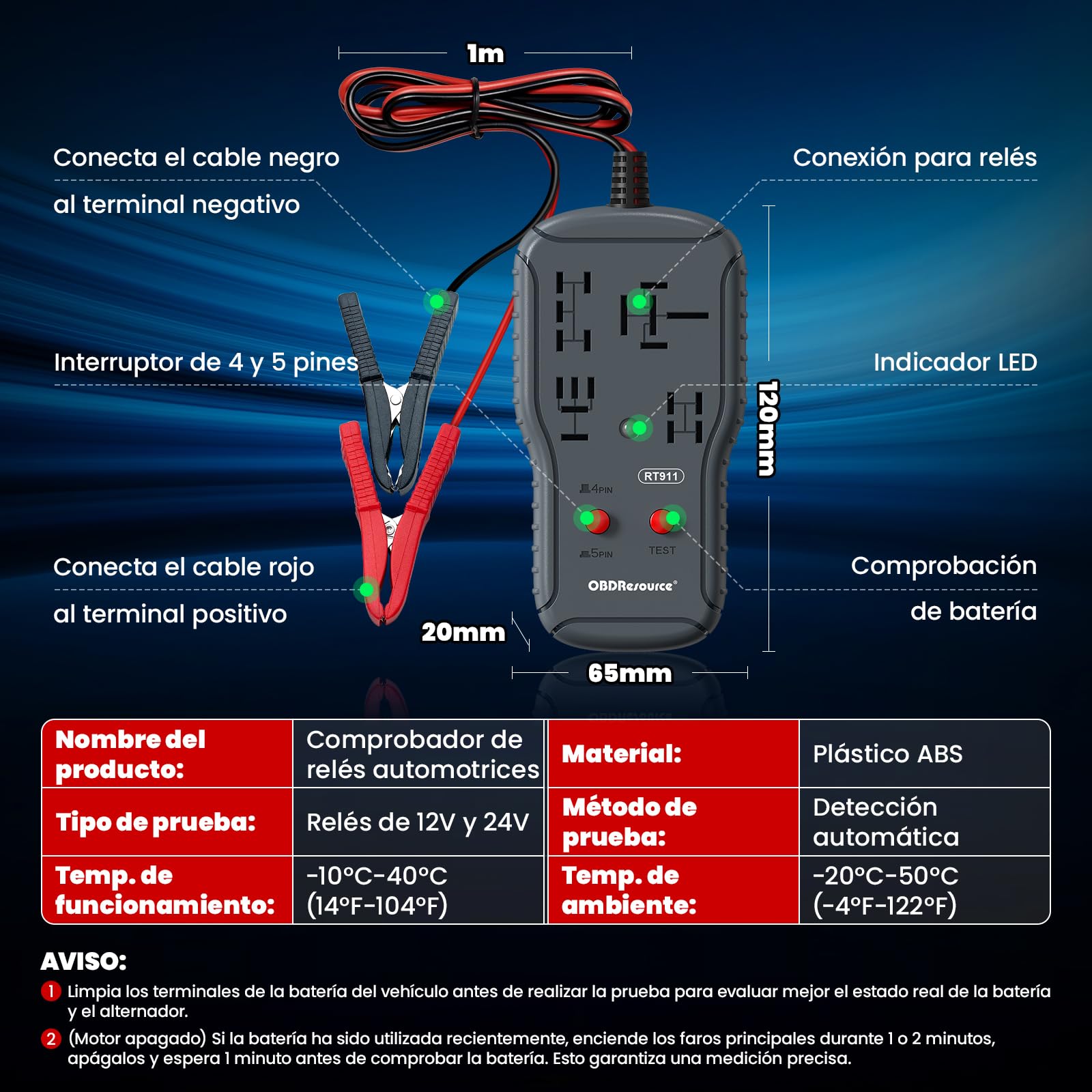Testeur de relais, 12 V/24 V, outil de diagnostic de relais de voiture, testeur de relais, réparation automatique, outil de diagnostic de relais de voiture