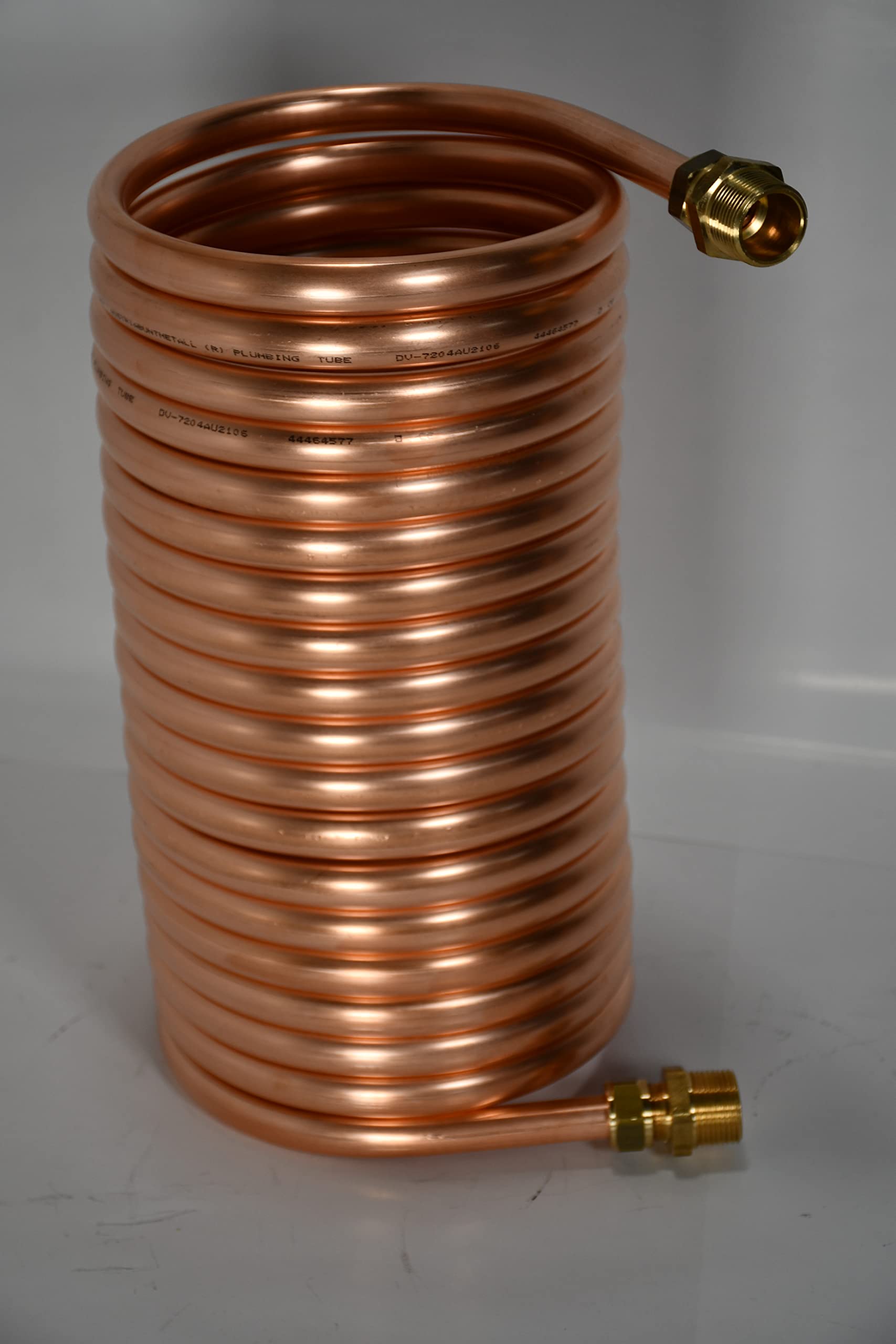 Spirale aus 10m Kupferrohr 15x1mm für OFENROHR 150mm mit InnenDurchmesser von ca.154mm & Anschl. 1/2" Zoll