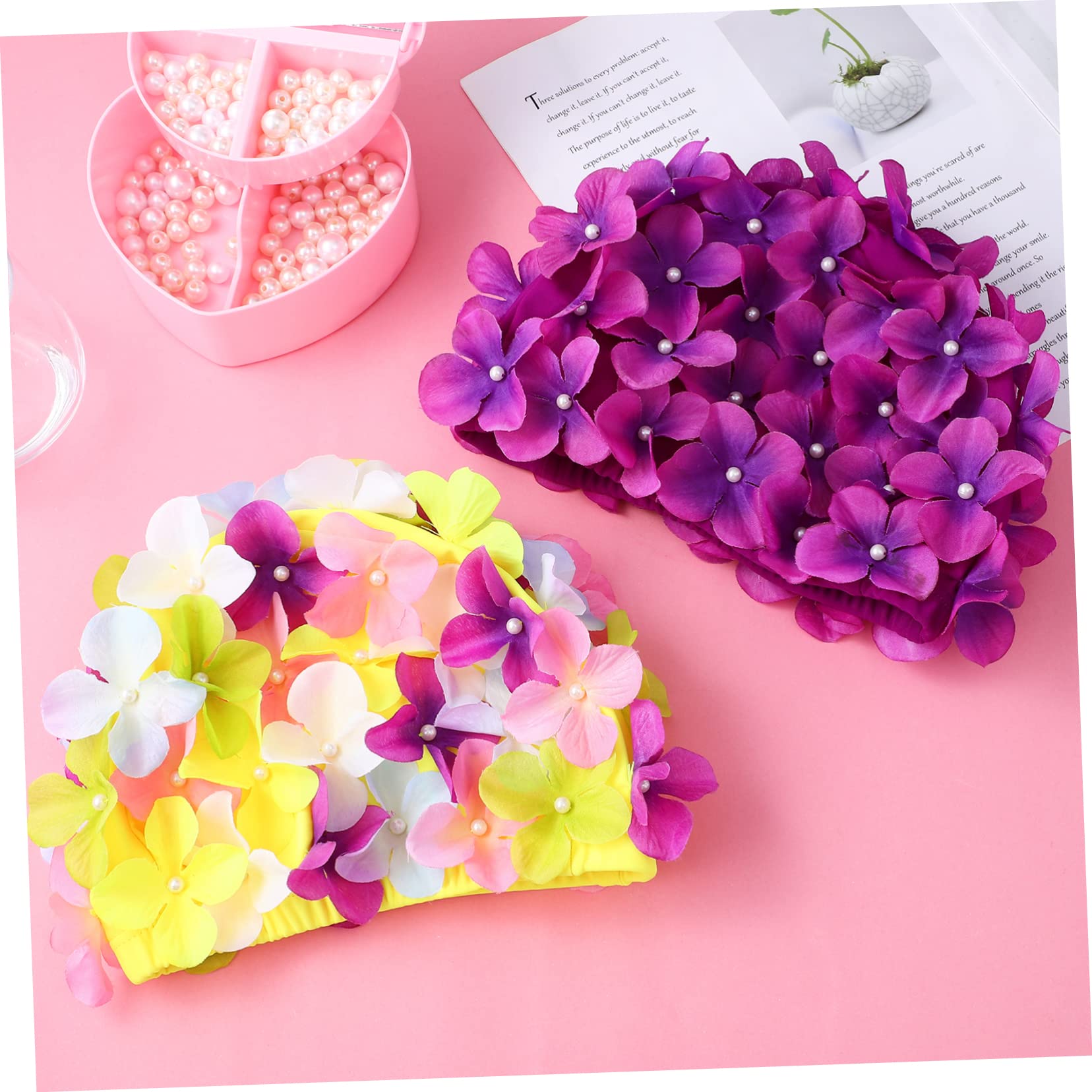 4 Pcs Fleur Bonnet De Bain Pétale Chapeau De Natation Chapeaux De Bain Femmes De Natation Respirant Élastique Bonnets De Bain Cheveux Bonnet De Bain De