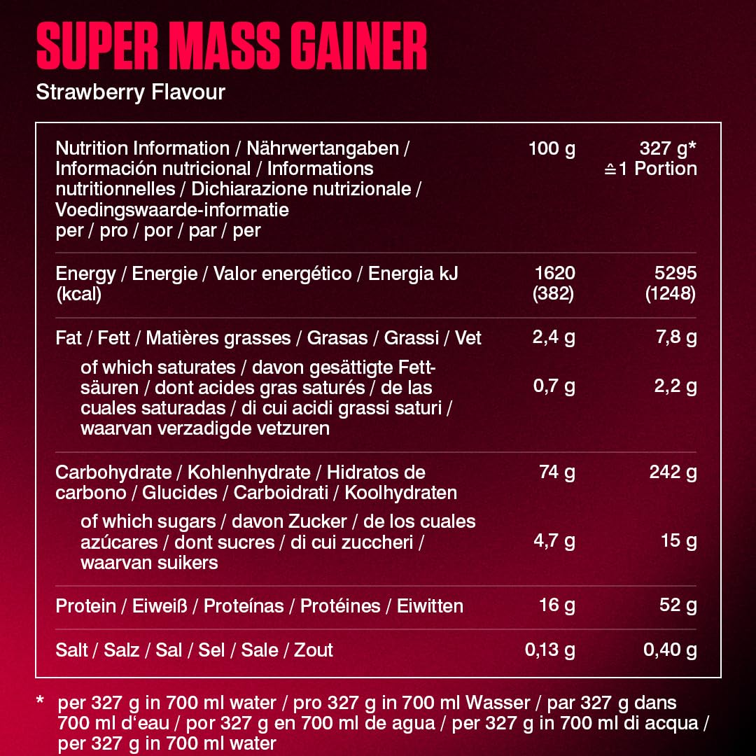 Dymatize Super Mass Gainer Strawberry 2943g - Poudre Weight-Gainer + Glucides BCAA et Caséine