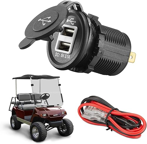 TechInovat Carrito de golf universal de carga rápida de 5 V 3.1 A, cargador de alimentación USB dual DC 12V-24V puerto de salida para EZGO Club Car