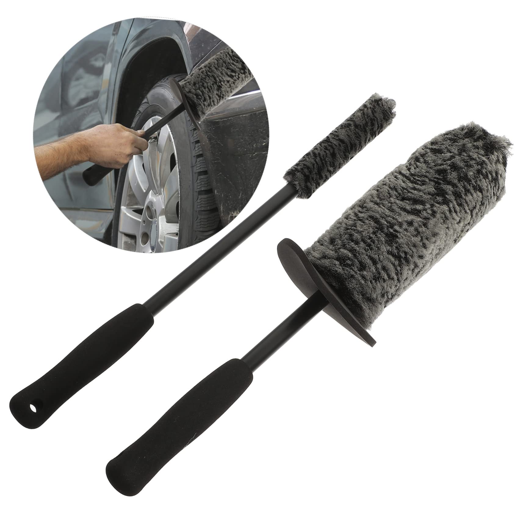 Gatuida 4pièces Brosse De Nettoyage pour Jantes De Voiture Long Manche Brosse pour Roues Et Rims Accessoire Pratique pour Entretien Automobile