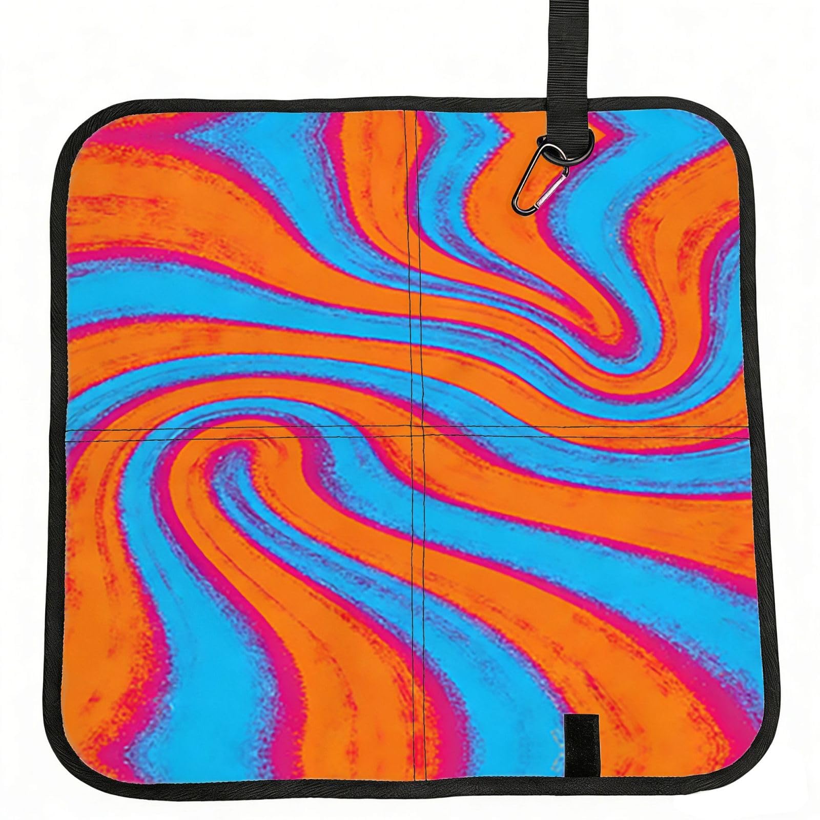 DUYIOKH Coral Blue Swirl Print Foldable Portable Seat Cushion for World Cup Games, Camping and Outdoor Activities