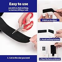 Vista 29 de Art3d - 48 juegos de cinta adhesiva de velcro de 3 pulgadas x 1 pulgada, tira adhesiva de doble cara, resistente, color blanco