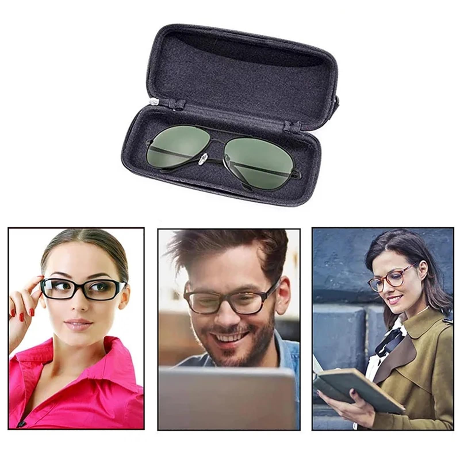 2 stücke Gläser Lagerung Box Brillen Fällen Abdeckung Reise Sonnenbrille Fall for Frauen Gläser Box Mit Lanyard Zipper Brillen Fällen for Männer FüR Damen