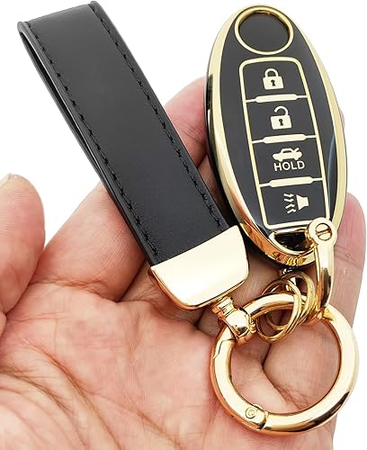 Miniatura 9 de vurbemes Funda protectora de TPU suave de 360 grados compatible con Nissan Altima Sentra 2013-2019 Infiniti QX60 2013 Infiniti JX35 m35 llavero 4