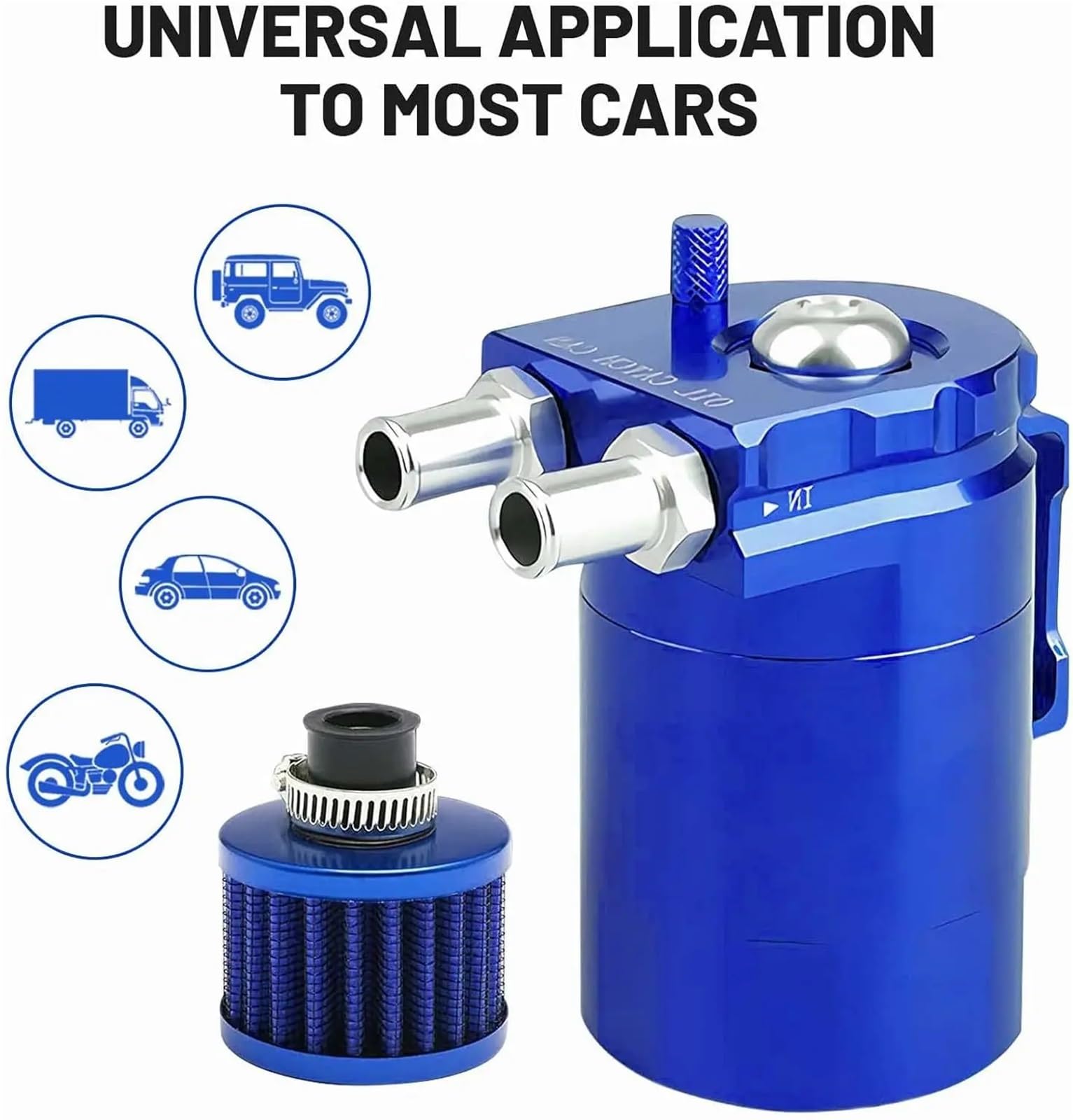 Crankcase Separator Kit Crankcase Oil Breather Zestaw do zbierania oleju, zbiornik z przegrodami i filtrem odpowietrzającym, uniwersalny aluminiowy(Black)