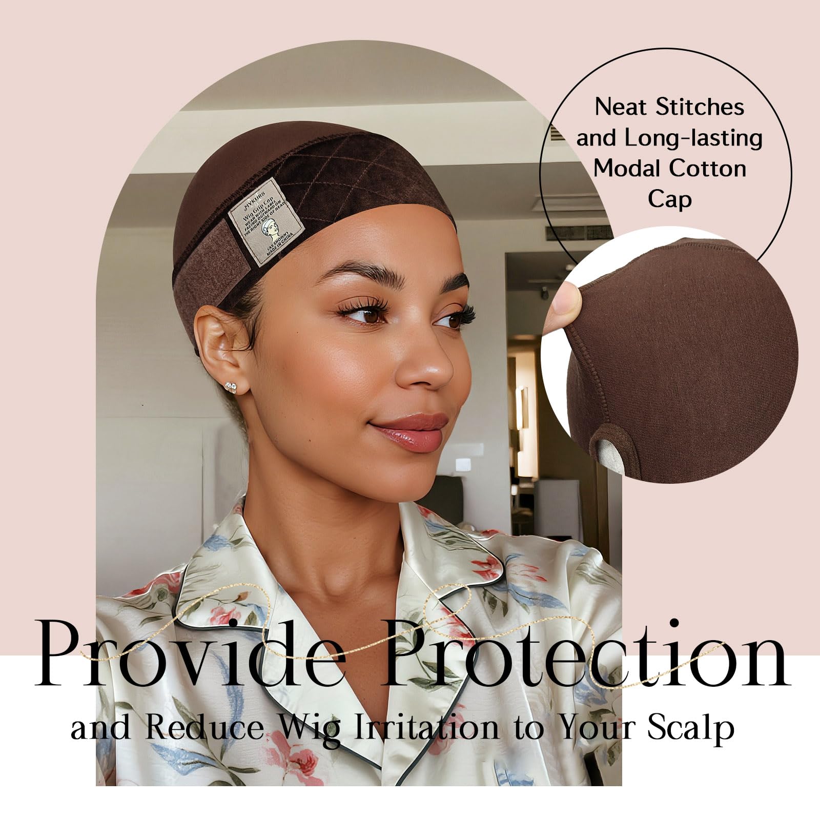 MYKURS 2PCS Wig Grip Cap with Band and Anti-Slip Silicone Strip