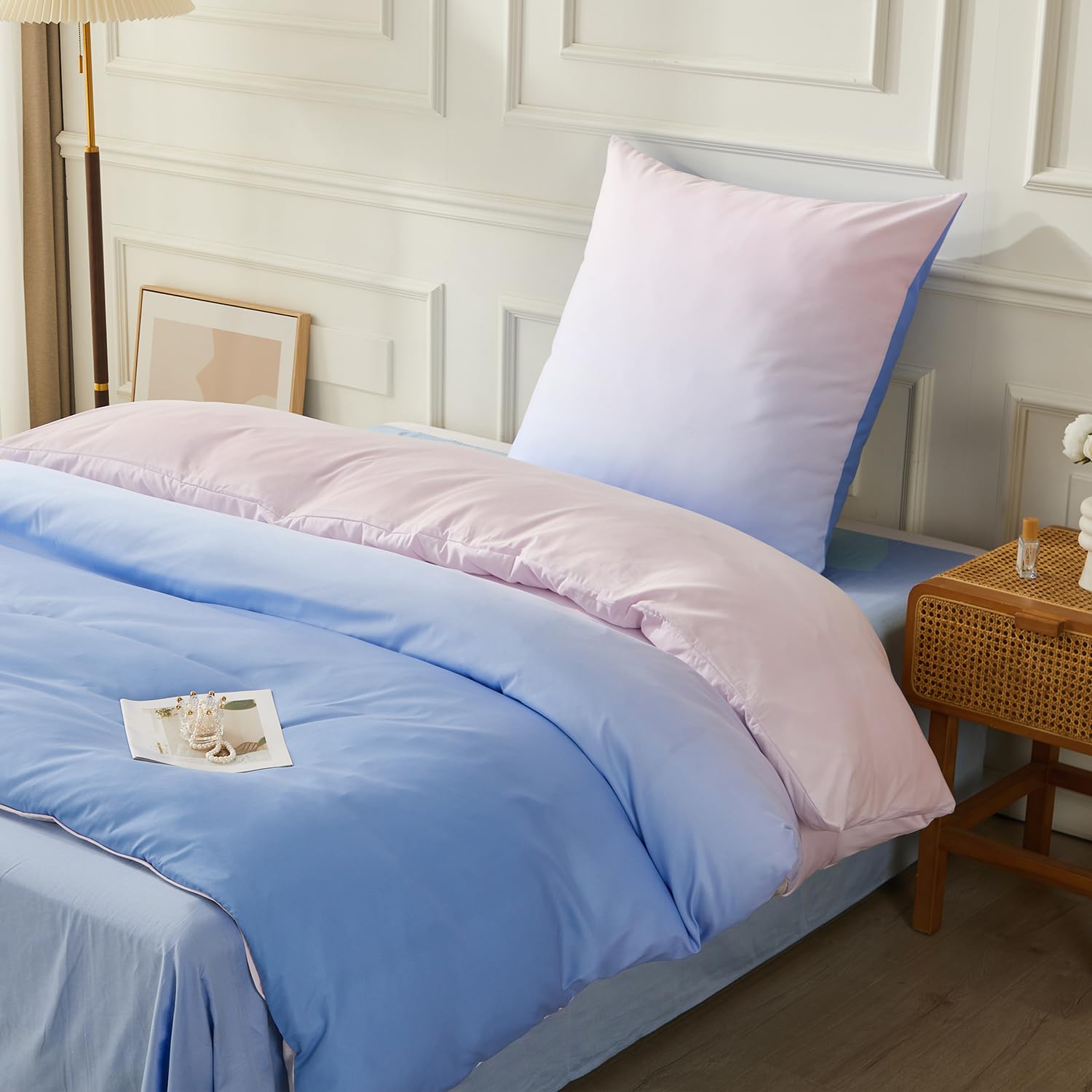Parure de lit SAPHREAS housse de couette réversible 155x220 cm avec taie