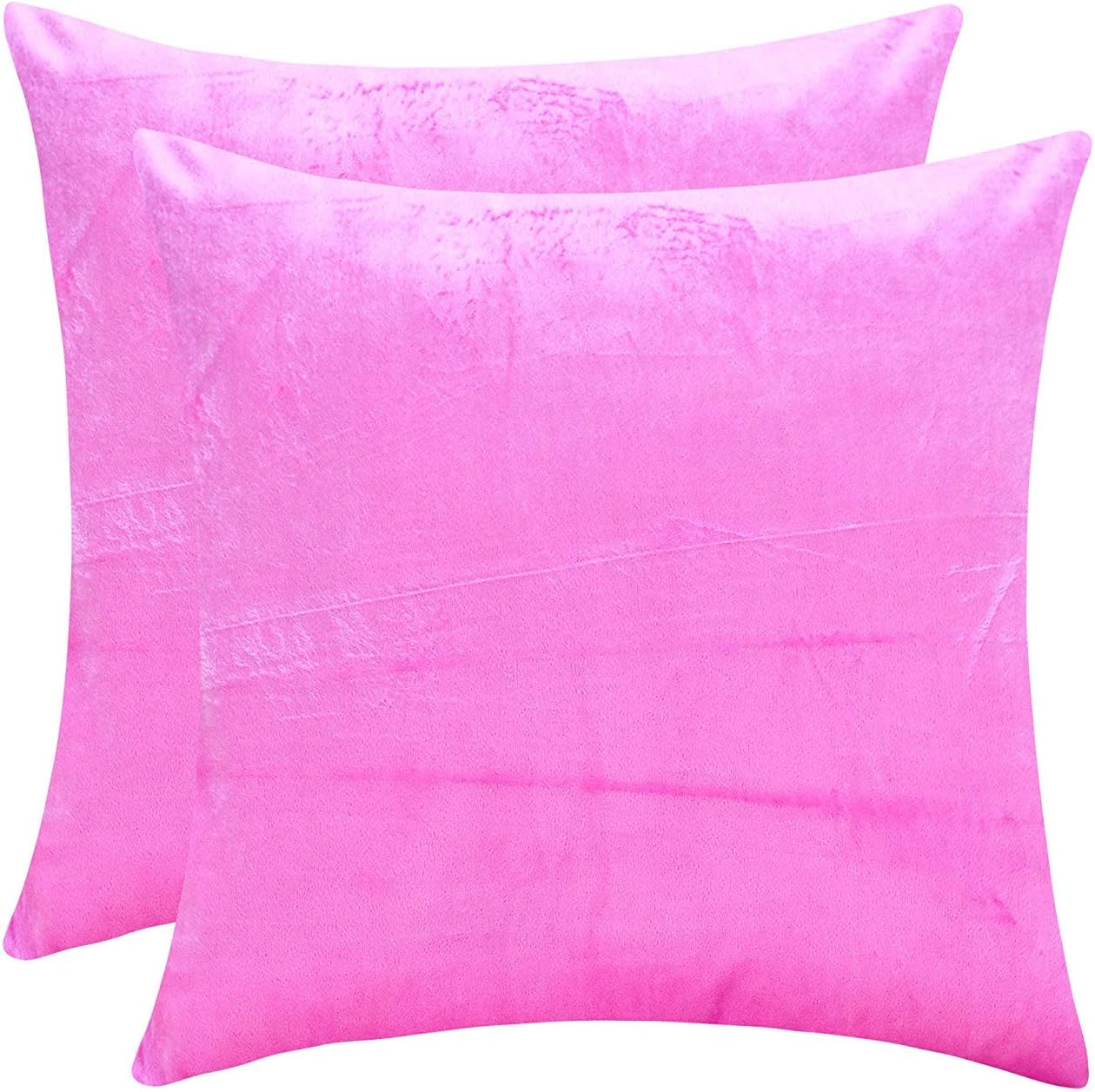 The White Petals Pink Decorative Pillow Covers (Solid Faux Velvet, 20x20 inch, Pack of 2)