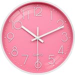 WISKALON 12 Inch Gray Wall Clock Silent Battery Operated Modern 3D Numerals Clocks, Decor for Bedroom Office Bathroom Kitchen Living Room