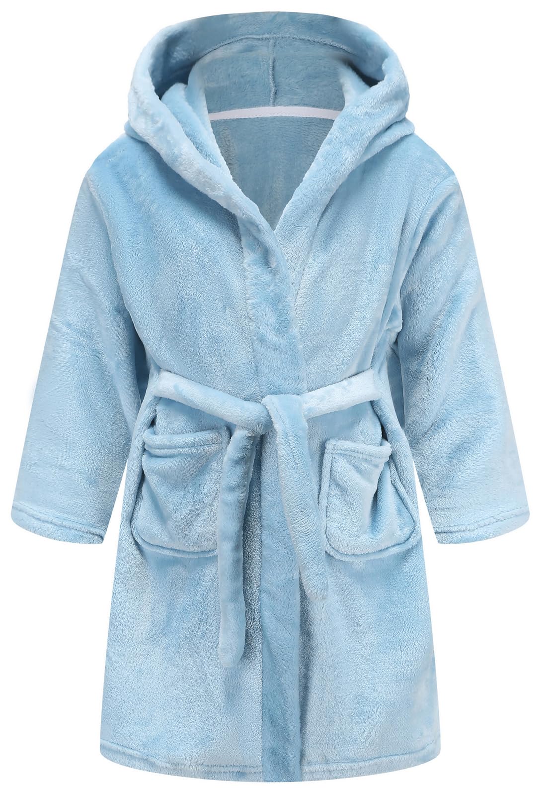 Girls Fleece Hooded Robes, Warm Printed Bath Robe for Kids Soft Fuzzy Bathrobe for Gifts Lake Blue 9-12 Years