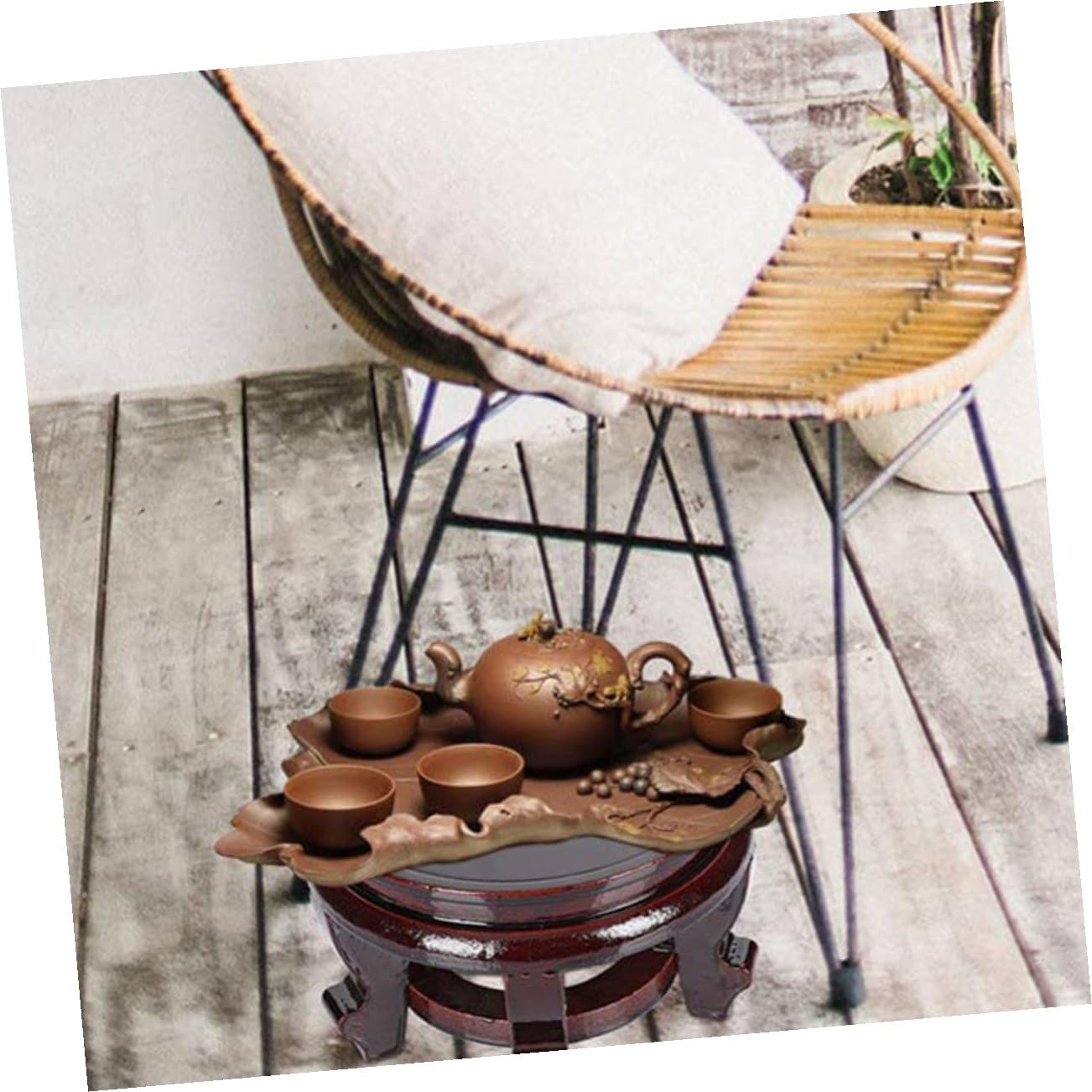 NUOBESTY Soporte y para Macetas Base , Maciza Redonda Madera de Elevador Estable para Plantas en Macetas, Adecuado para Jardinería Ambiente