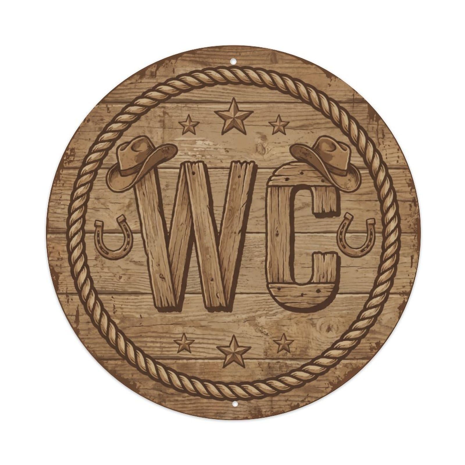 Ldfuieksufg Style Western Cowboy Wc Round Metal Sign Vintage Aluminium Metal Sign, Retro Wall Decor For Home, Bar, Garage & Farmhouse 20X20cm