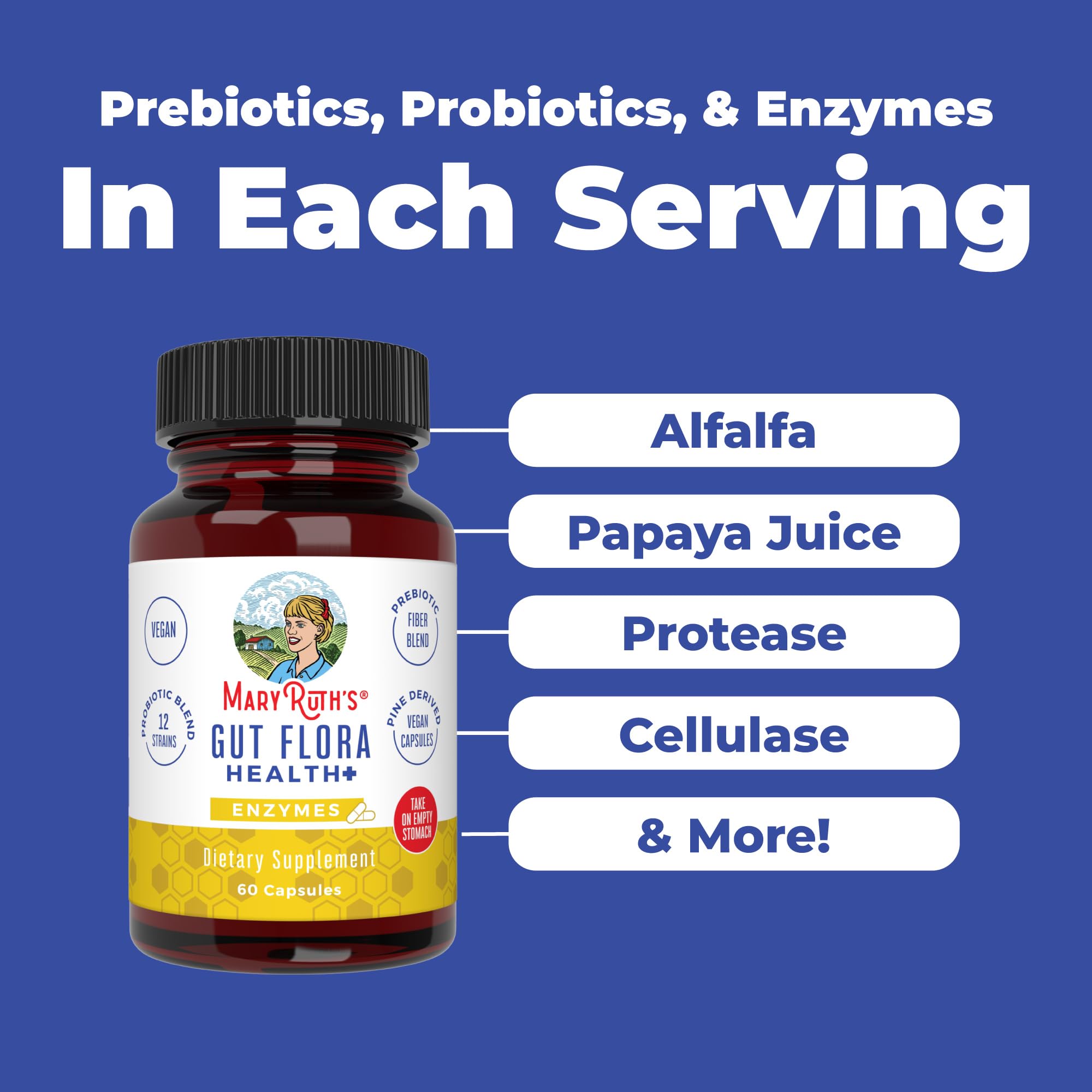 MARYRUTH'S Gut Flora Health+ Enzymes, Gastrointestinal Health, 60 Capsules — Amazon image 5