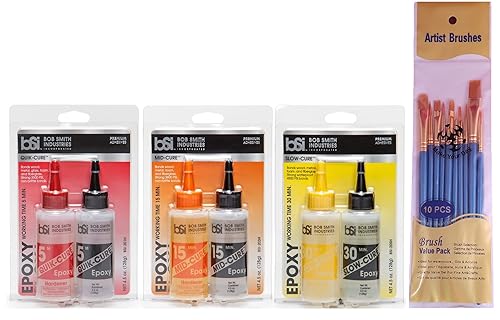 Bob Smith Industries Epoxi Variety, 5 minutos de curado rápido, 15 minutos de curado medio y 30 minutos de curado lento (paquete de 3) - con