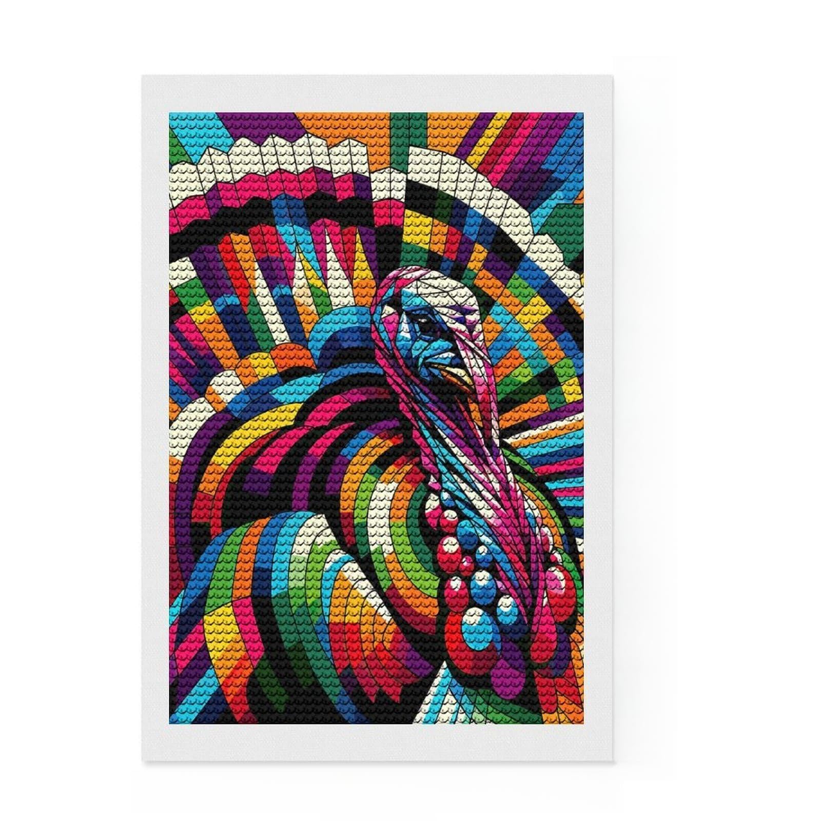 Junmoney Turkey WPAP Pop Art Diamond Art Canvas 8"x12", Sparkling Round Gems, Neat Printed Canvas, with Tool Kit, Office Decor, Printed Canvas