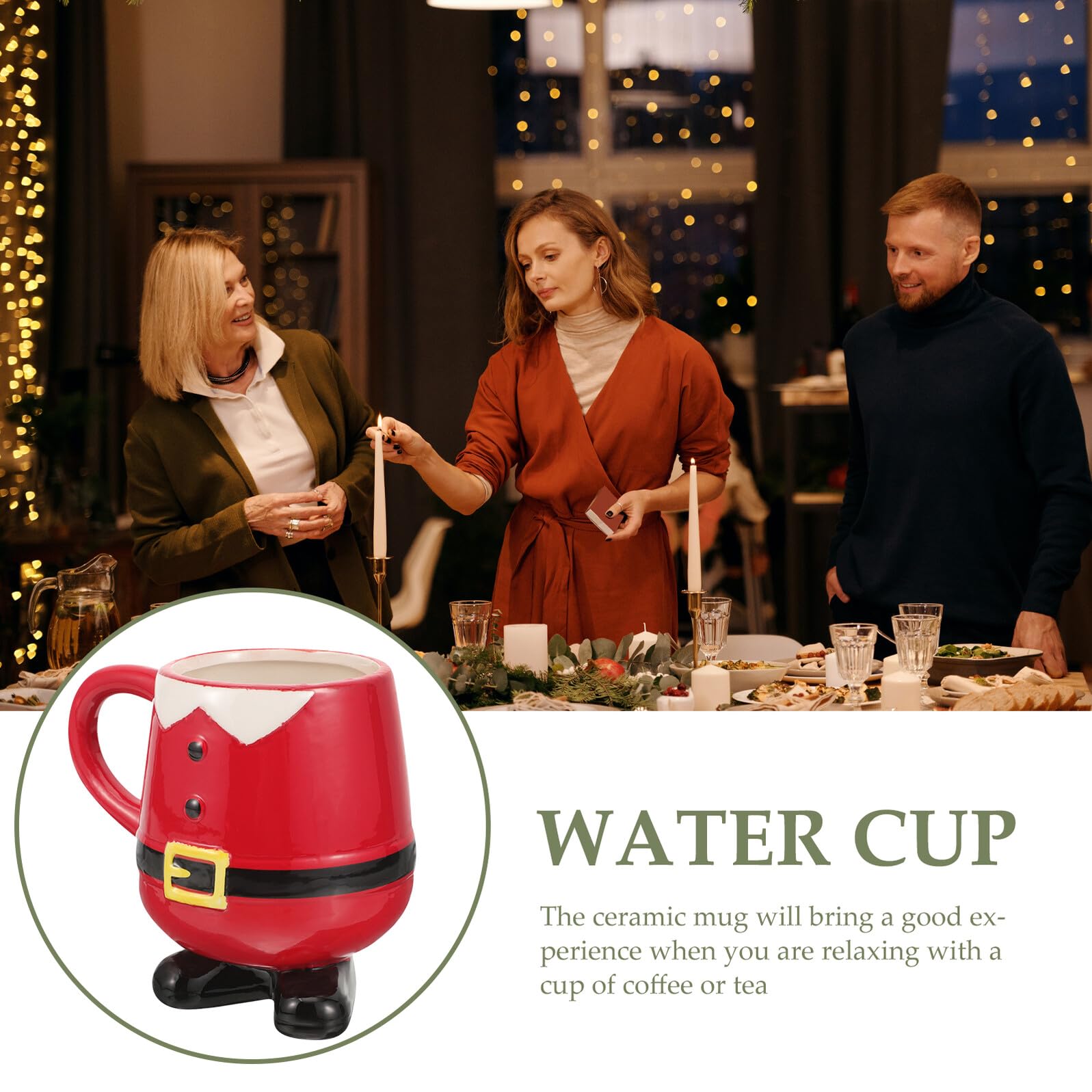 jojofuny Taza Navideña de Cerámica Diseño de Papá Noel y Muñeco de Nieve Taza de Café Decorativa Asa Ergonómica Adecuado para Hogar Oficina y Fiestas de Navidad Vaso de Agua de Dibujos