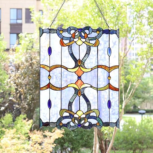 Miniatura 3 de Bieye W10042 Barroco Tiffany Style - Panel de ventana con cadena, azul, 17 pulgadas de ancho x 22 pulgadas de alto