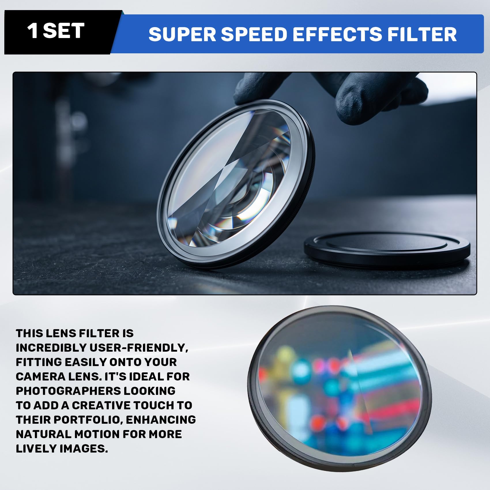 77 mm Glasprismenlinse, Super-Speed-Effekte, Ghost Motion Blur, UV-Filter für Fotografie, SLR-Kameraobjektiv-Zubehör