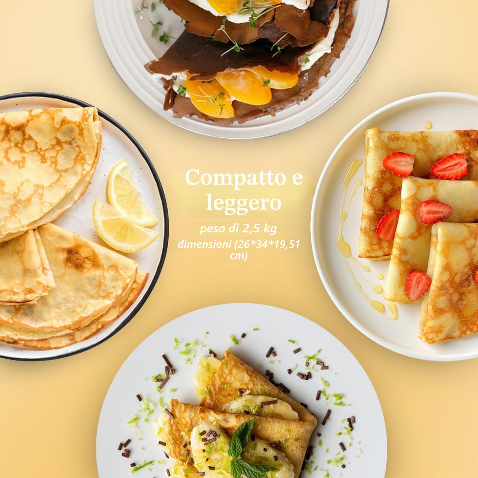 Pancakes elettrico per frittelle dolci e salate Crepe party rivestito antiaderente Frittelle ciechi burritos taccos termostato regolabile