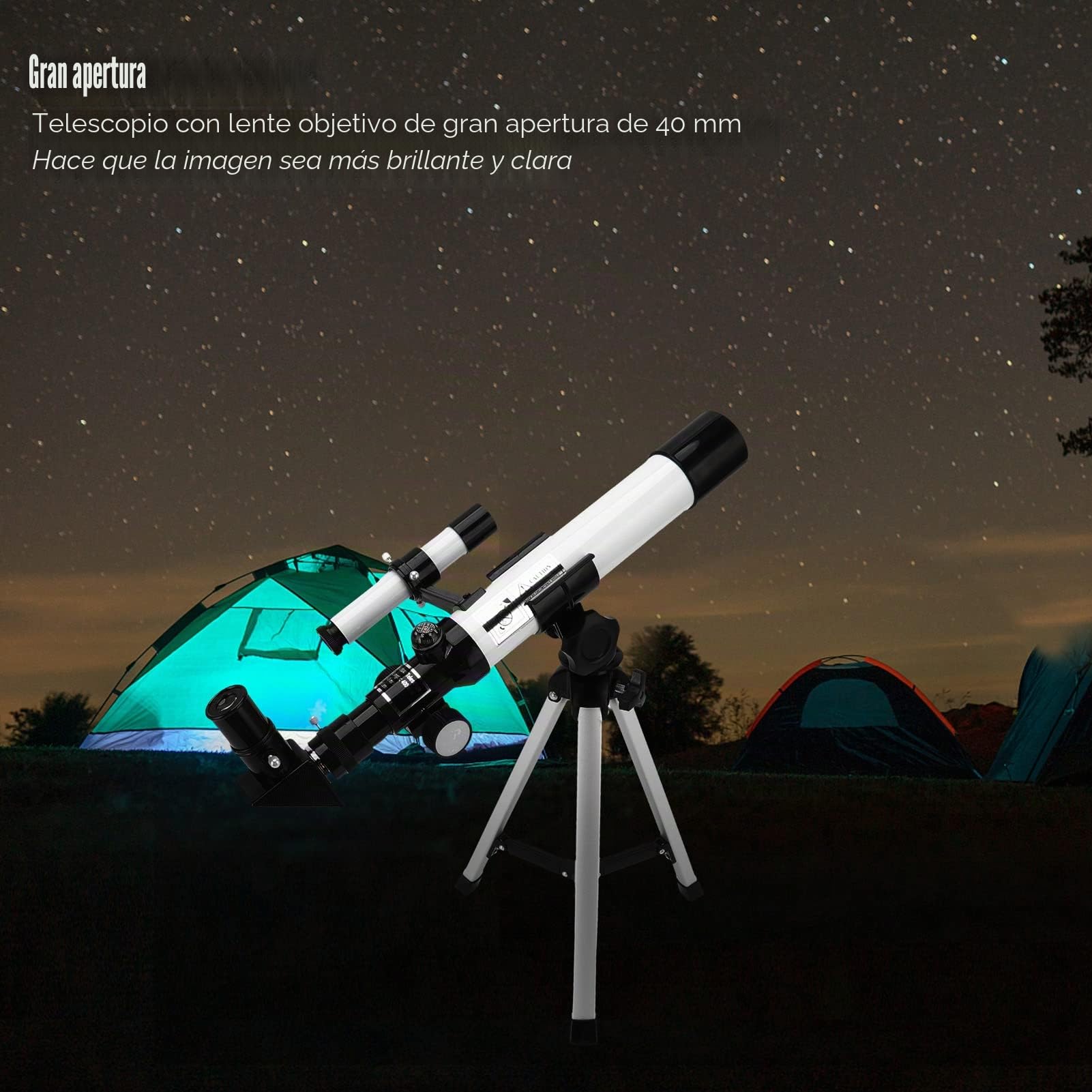 Apertura del Telescopio de 40 Mm, Telescopio Refractor Astronómico Portátil de Longitud Focal de 400 Mm, Telescopio Profesional Refractor Astronómico, Telescopio para Adultos Niños