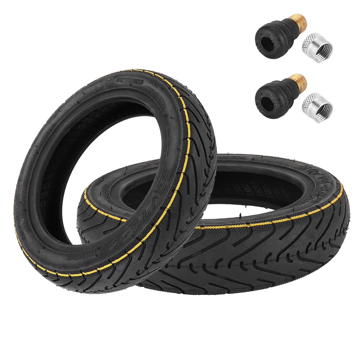 Pneumatico Tubeless con valvola 60/70, da 6,5 cm, per scooter elettrico Segway Ninebot G30 Max, ammortizzante e antiscivolo, senza camera d’aria, lato posteriore anteriore, in set 2 pezzi