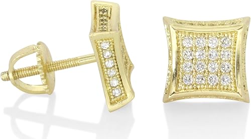 Kite 0.354 in Oro o Plata Tono AAA Micro Pave Cz Hip Hop Tornillo En Pendientes