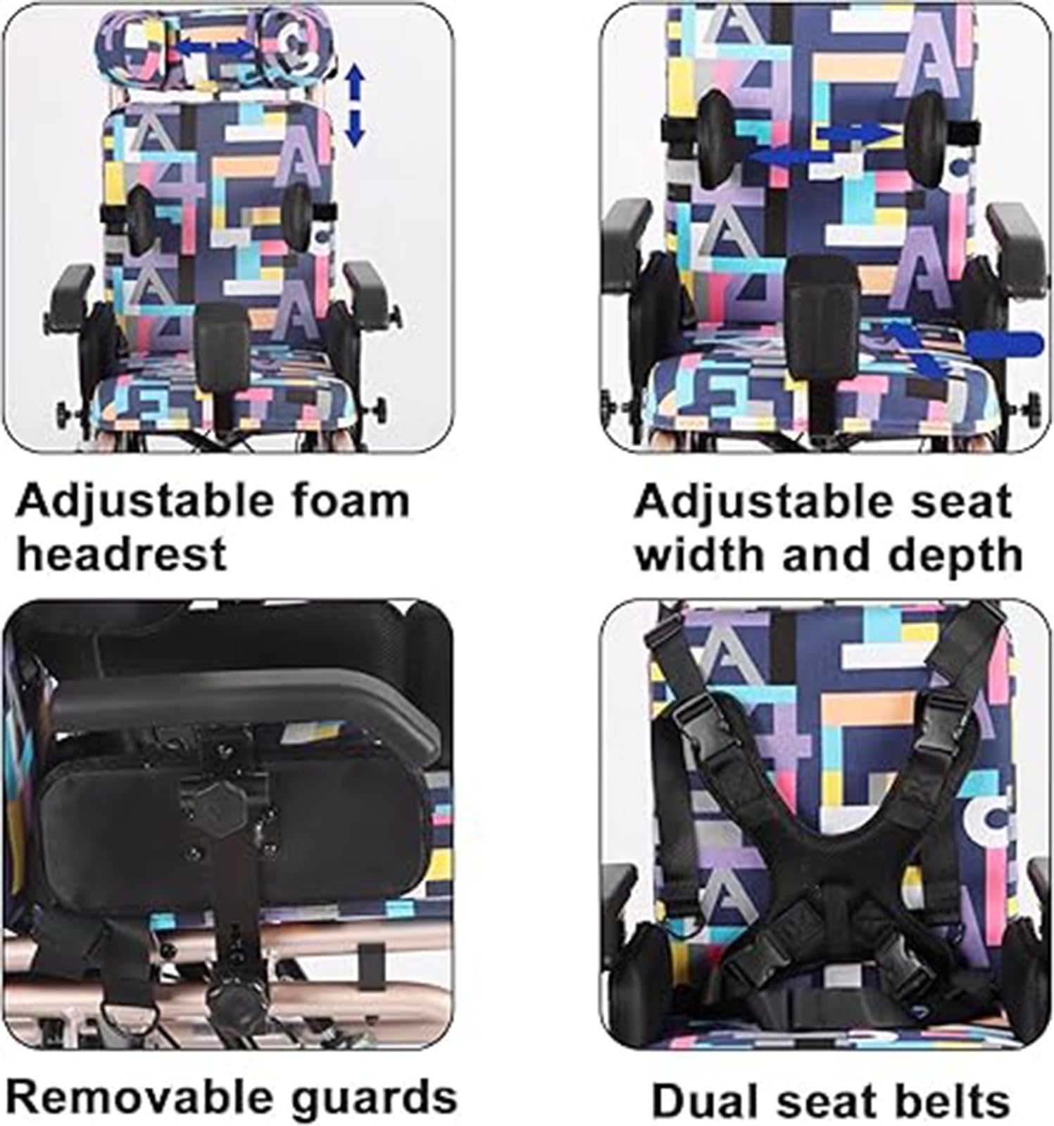 Silla de Ruedas para niños Silla de Ruedas de Transporte Plegable con Mesa para Silla de Ruedas Silla de Ruedas para niños con parálisis Cerebral, Silla de Ruedas de Acero Robusta A