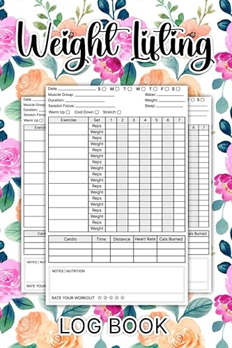 Weight Lifting Log Book: Workout and Fitness Record Tracker &amp; Journal for Women, Exercise Notebook and Fitness Logbook for Personal Training, Gym Log ... (WeightLifting Gifts and Cardio Tracker ).