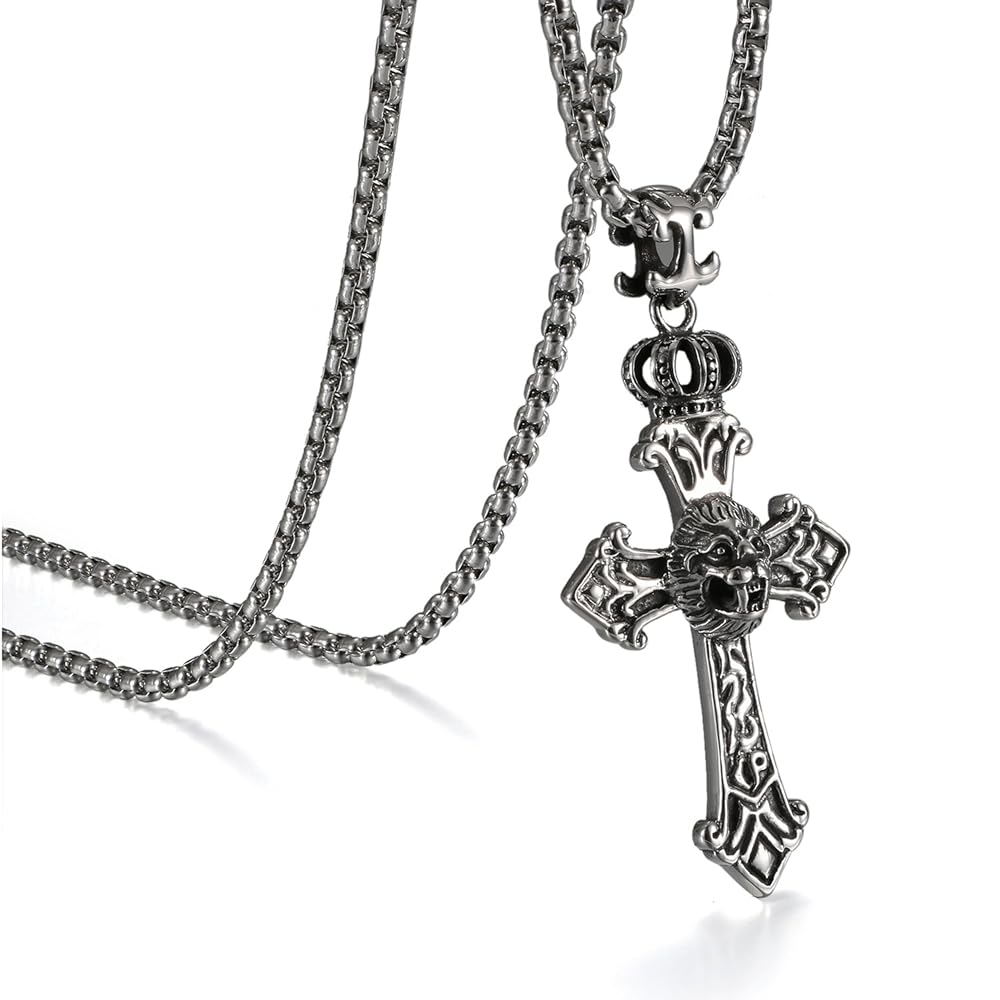 Amazon.co.jp: JewelryWe クロス メンズ ネックレス ステンレス