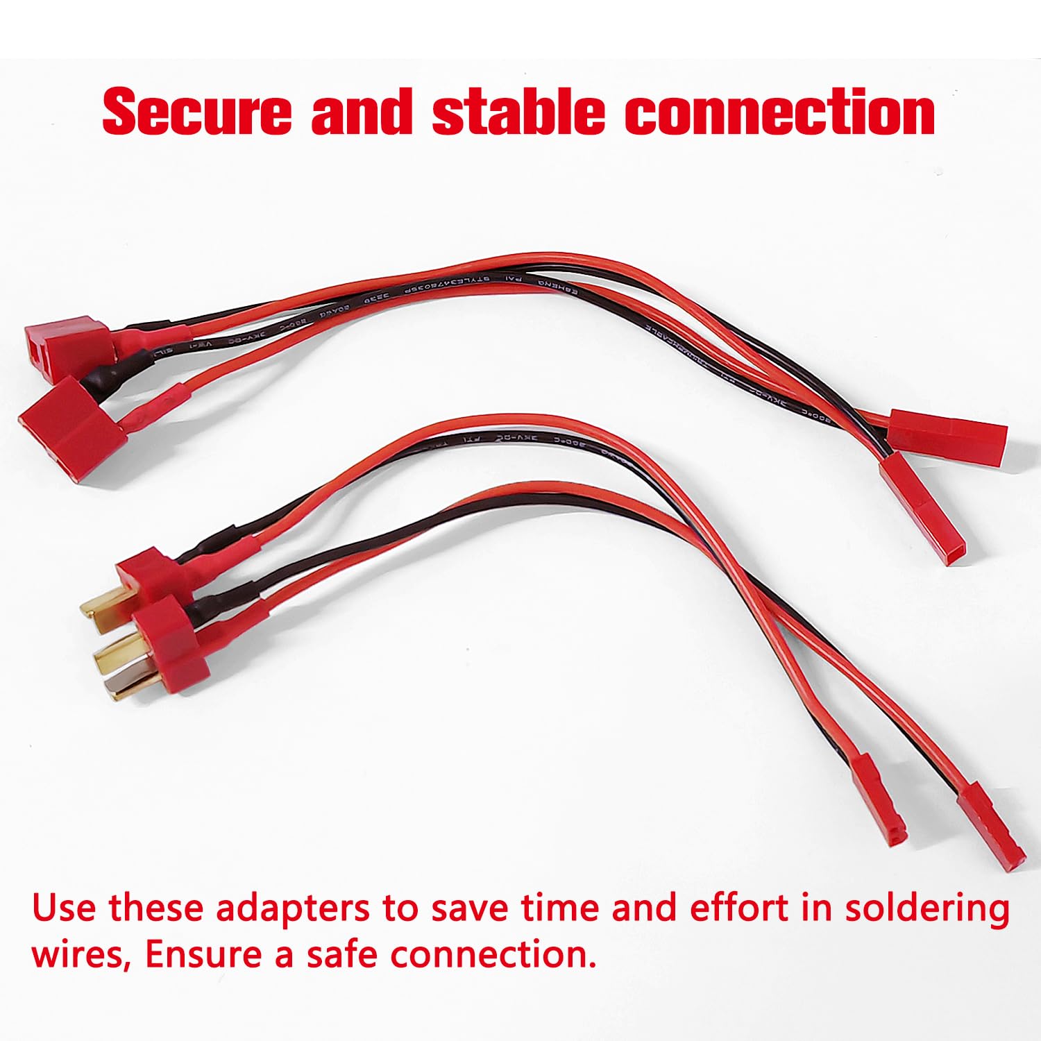 YIXISI 4 Sztuk Deans T do JST Adapter Kabla Wtykowego, Wtyczka JST do Złącza Wtykowego Deans T z 15cm Kablem Silikonowym 20AWG, do Pojazdów RC i Akumulatorów LiPo