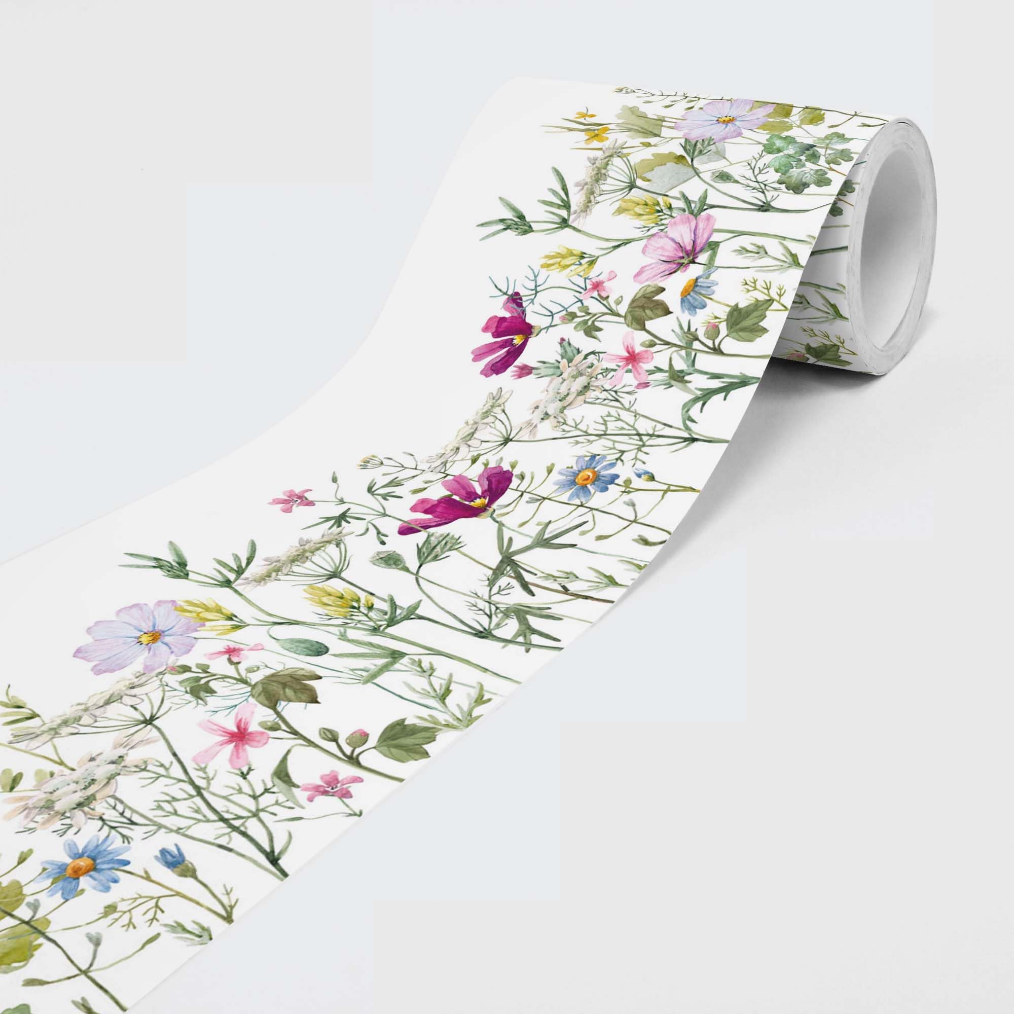 Dimex 5m x 15cm Self Adhesive Wallpaper Border Wildflowers Non-Woven Floral Wallpaper Border for Walls Furniture Doors
