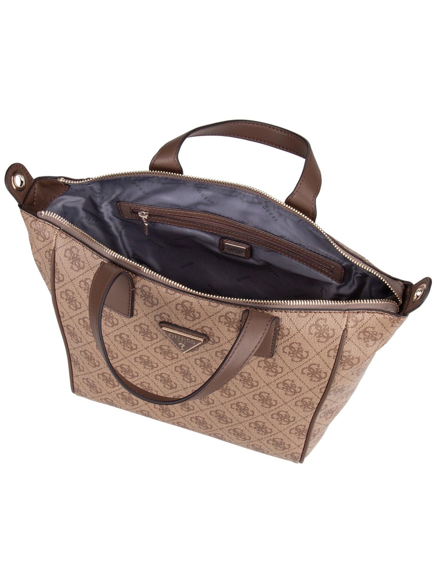 GUESS bolso de hombro Follie Small Tote Bag Latte Logo marrón