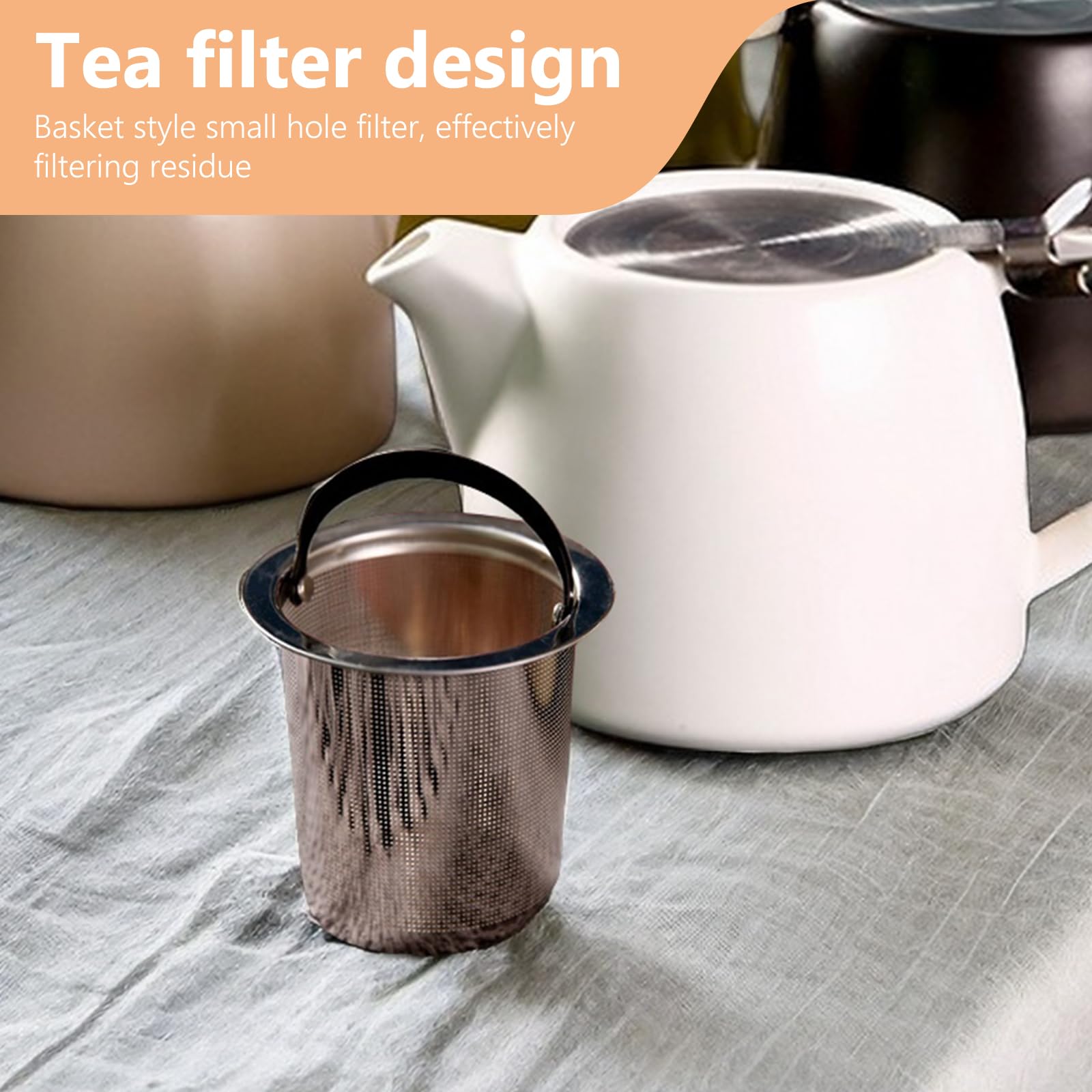 Vegena Teekanne mit Siebeinsatz, 500ML Teekanne Keramik mit Herausnehmbarem Edelstahl-Teesieb, Teapot Ceramic, Edelstahl Feinmaschiger Infuser Teekanne Porzellan für Längeren Teegenuss