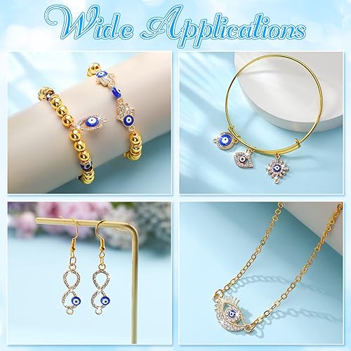 Miniatura 3 de Juego de 1450 dijes de ojo malvado, varios kits de abalorios con diamantes de imitación de ojo esmaltado, 200 cuentas de mal de ojo, 20 dijes de mal