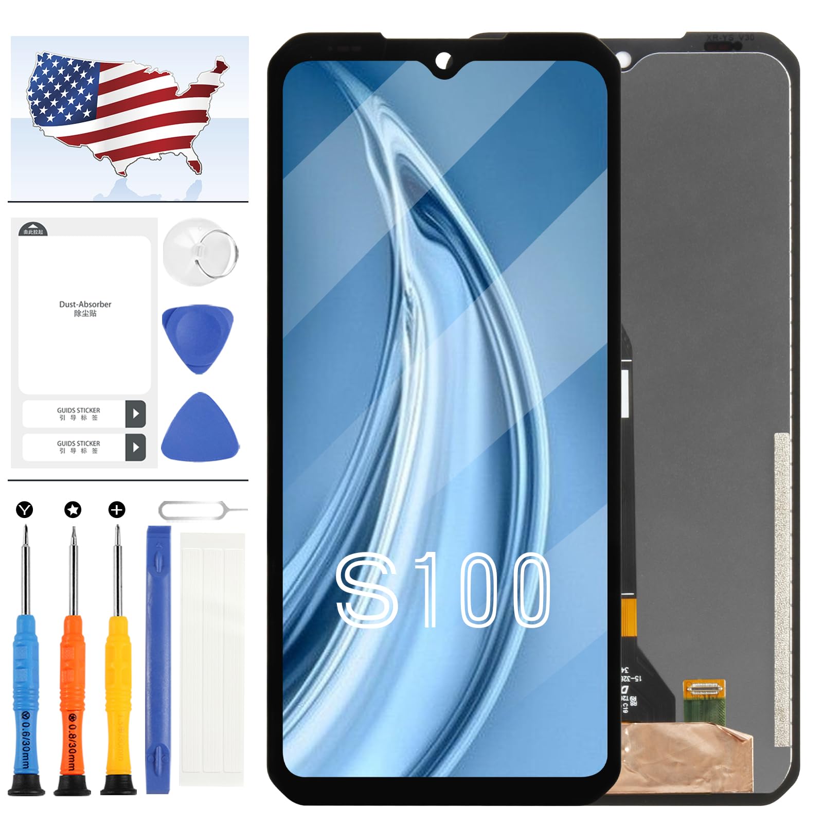 LCD for Doogee S100 Screen Replacement for Doogee S100 / S100 Pro 6.58" LCD Display Touch Screen Digitizer Assembly with Tools(Black)