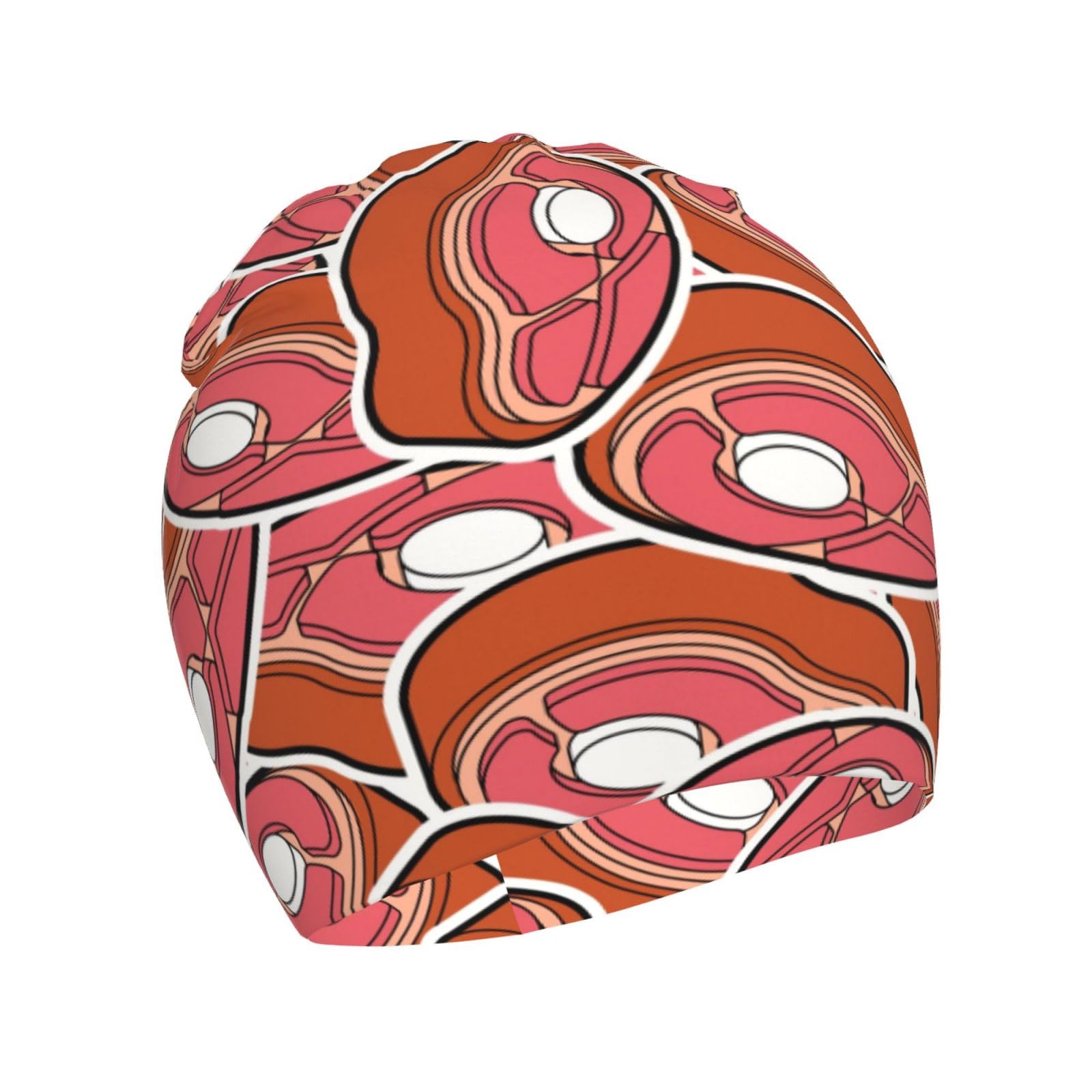 Rqzwdq Steak Pattern Kids Beanie Hats Warm Knit Beanie Cap Skull Caps Gifts Decor for Boys Girls White