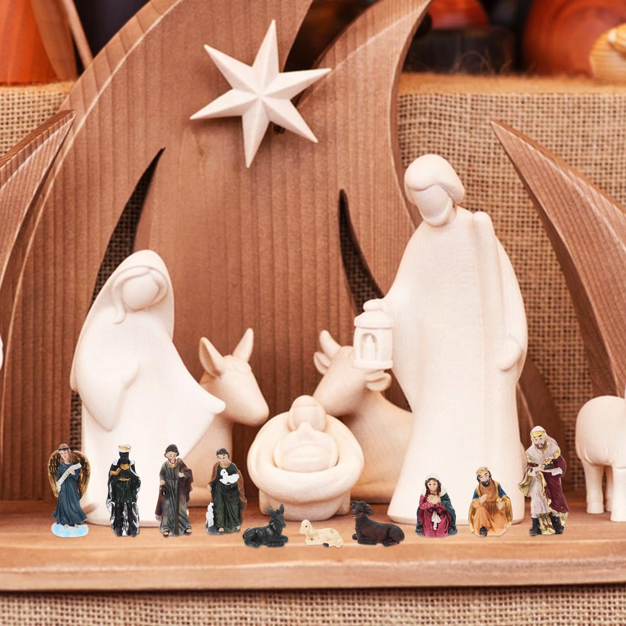 Krippen Figur Set Heiligen Familie Krippen Figur Christus Geburt von Jesus Statue Set Szene für Hause Dekoration Weihnachten Religiöse 11Pcs