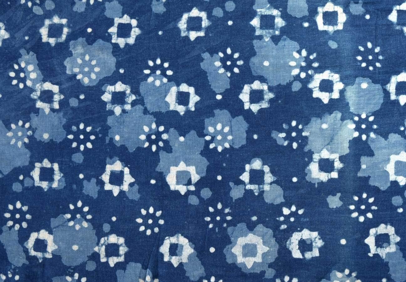 Handicraft-Palace Dabu Print Natural Dye Hand Block Cotton Printed Fabric Dressmaking Material Natural Design Running Fabric (Indigo Blue)