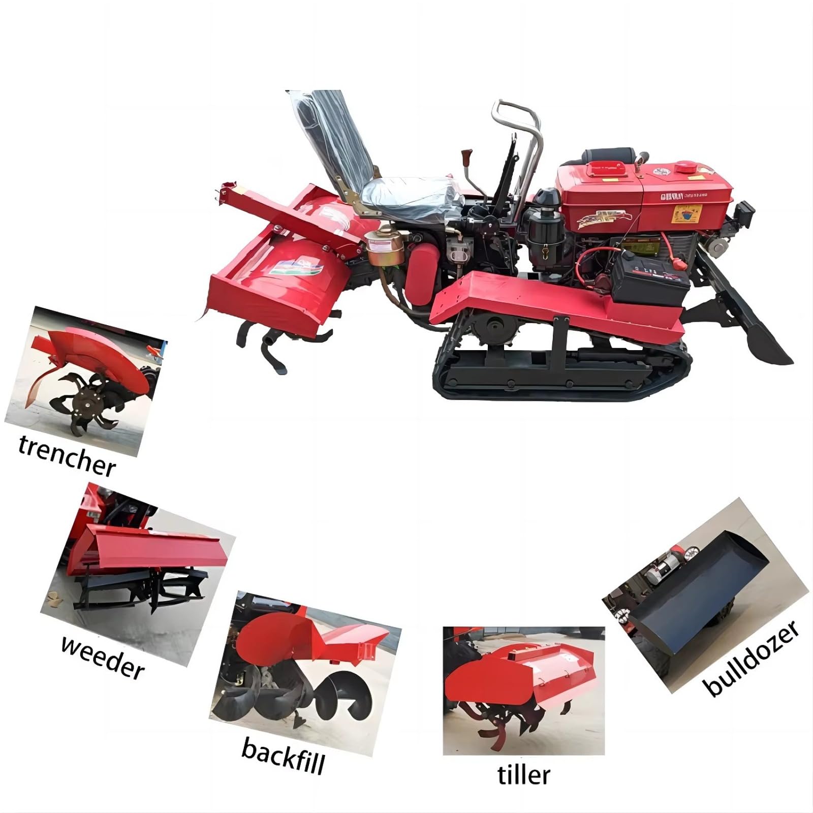 Mini rototiller, coltivatore resistente del giardino del cingolo per la preparazione del suolo | Rototiller agricolo per fattoria, prato e orto, offre una coltivazione potente, guida fluida, alta produttività