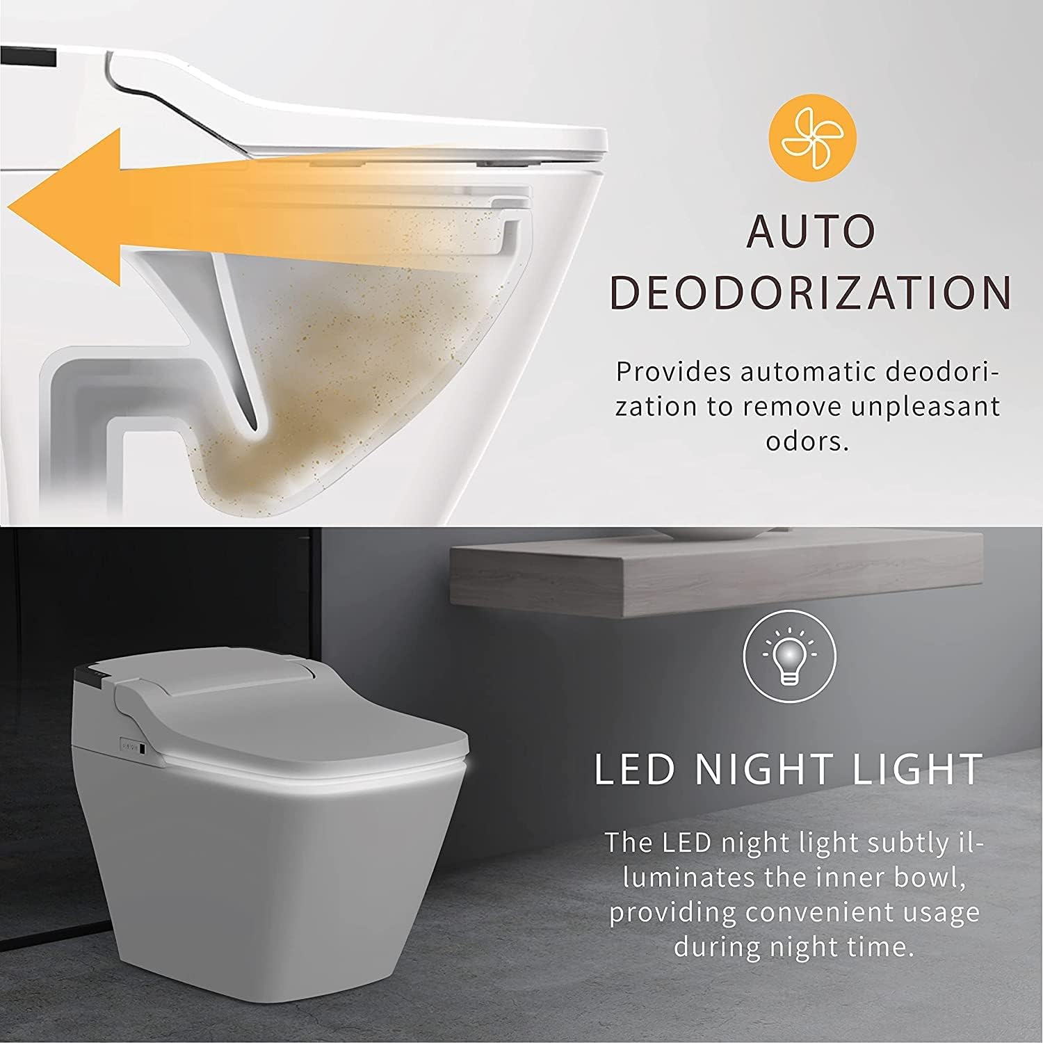 Amazing 🔥 VOVO STYLEMENT TCB-090SA Smart Bidet Toilet, One Piece Toilet with Auto Open/Close Lid, Auto Dual Flush, LED Nightlight, Heated Seat, Warm Water and Dry, Made in Korea